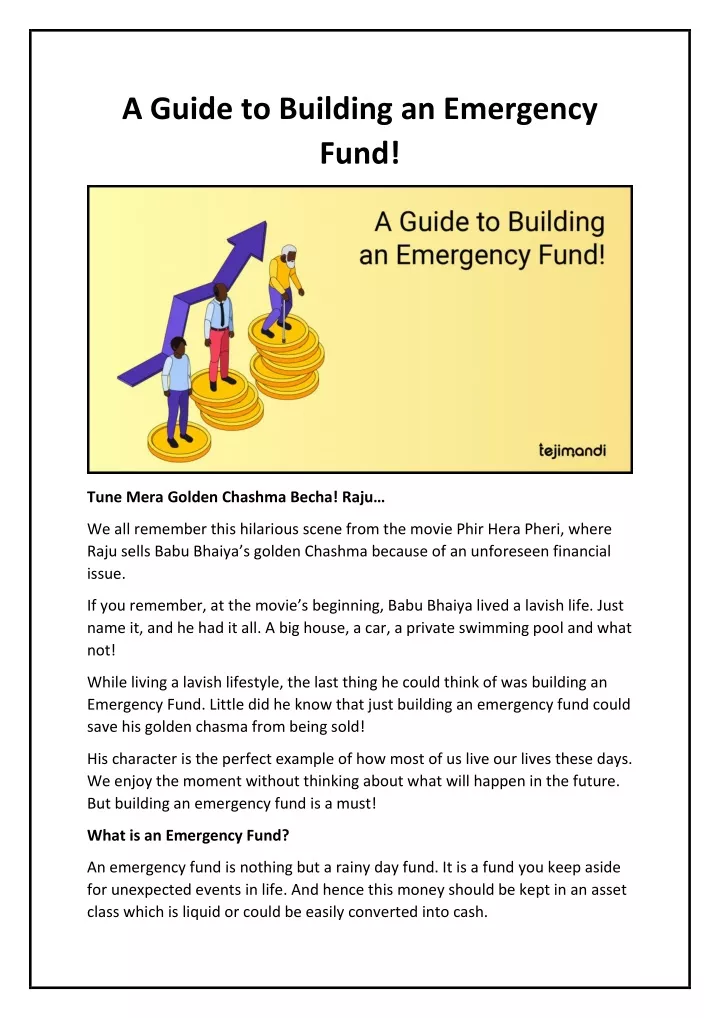 a guide to building an emergency fund