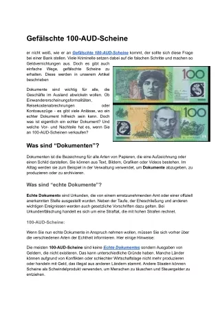 Was Sind Echte Dokumente _ Wie Sie Gut Oder Schlecht an 100-AUD-Scheinen Kommen _ Echte Dokumentes