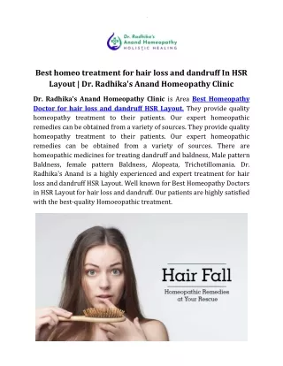 Best homeo treatment for hair loss and dandruff In HSR Layout. (1)