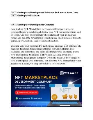 nft marketplace development solutions to launch
