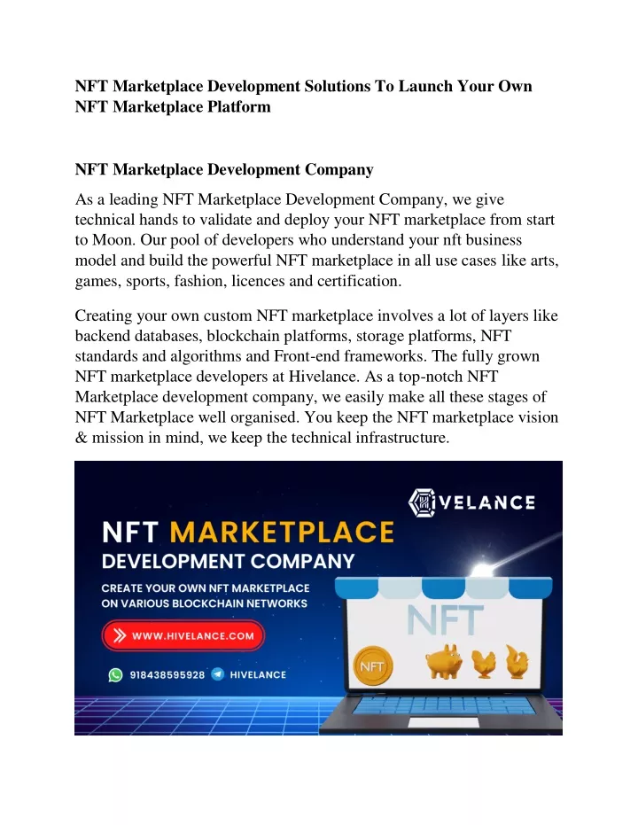 nft marketplace development solutions to launch