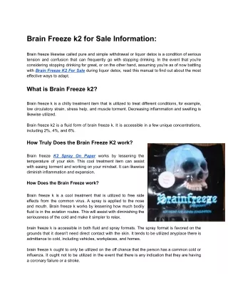 Brain Freeze k2 for Sale Information| Review|k2 Spray on Paper