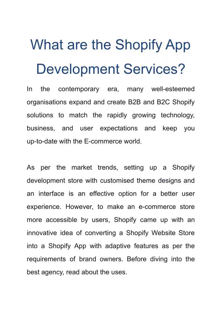 what are the shopify app