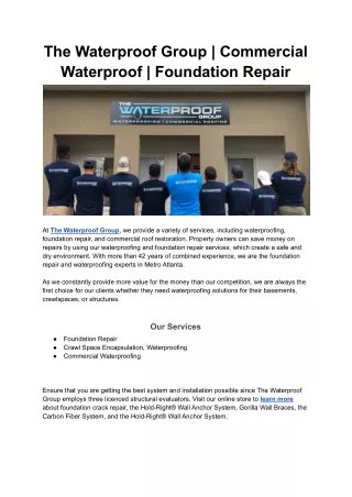 The Waterproof Group _ Commercial Waterproof _ Foundation Repair