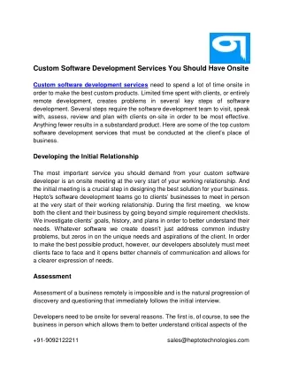 custom software development services you should