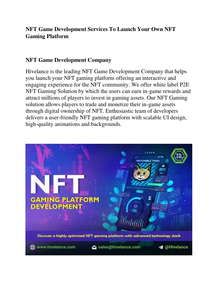 nft game development services to launch your