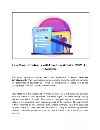 How Smart Contracts will Affect the World in 2022: An Overview