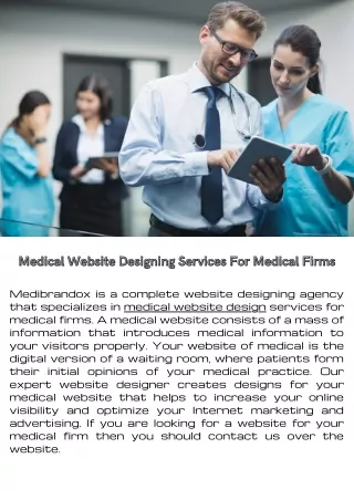 Medical Website Designing Services For Medical Firms
