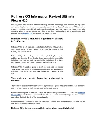 Ruthless OG Information| Review| Ultimate Flower 420