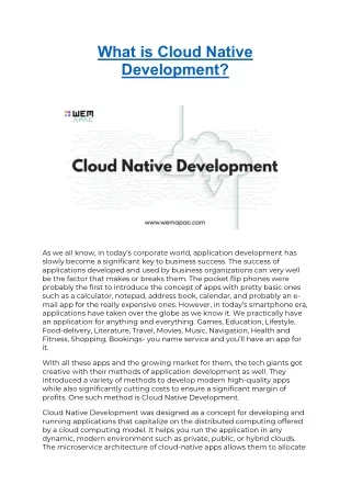 What is Cloud Native Development