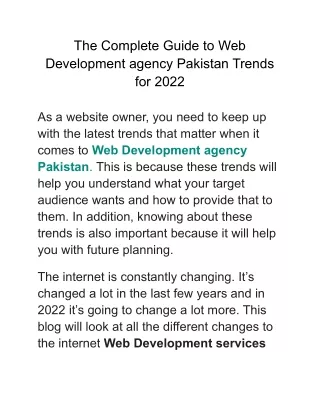 the complete guide to web development agency