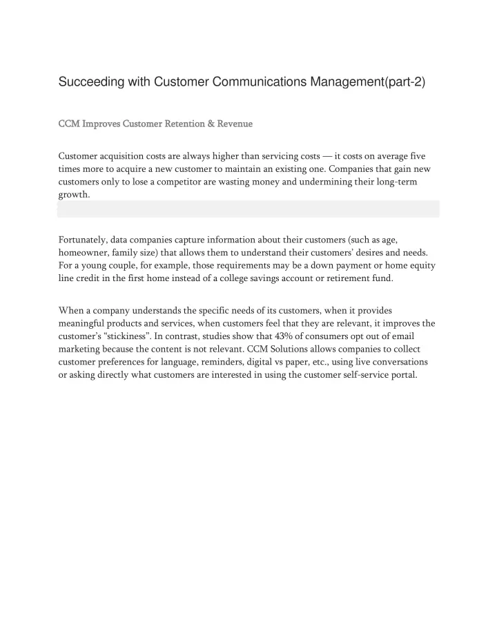 succeeding with customer communications