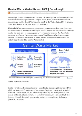 Genital Warts Market Report 2032  DelveInsight