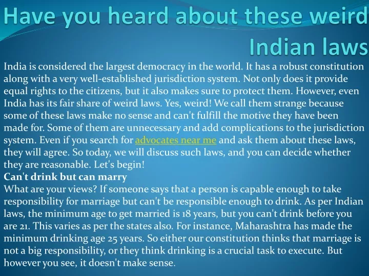 have you heard about these weird indian laws