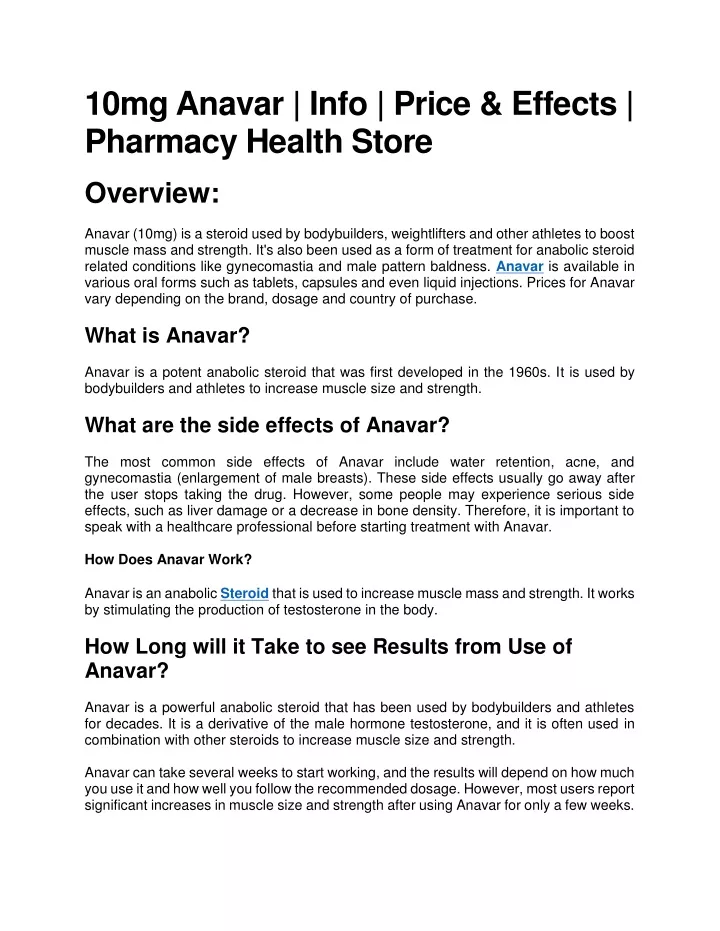 10mg anavar info price effects pharmacy health