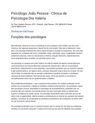 Psicólogo João Pessoa - Clínica de Psicologia Dra Valéria