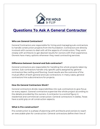 questions to ask a general contractor