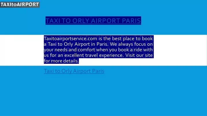 taxi to orly airport paris