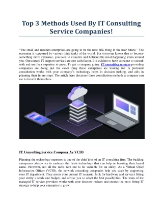 3 Methods Used by IT Consulting Services Companies!