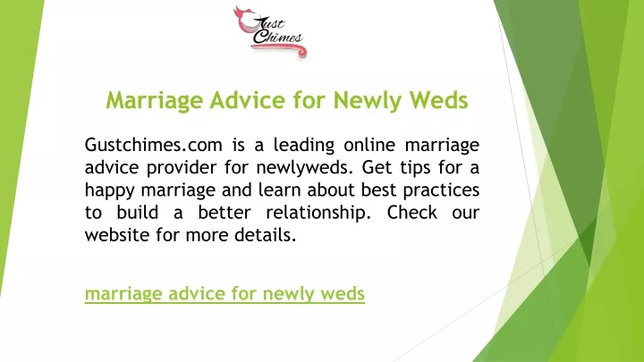 marriage advice for newly weds