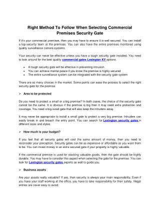 right method to follow when selecting commercial