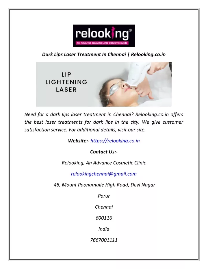 dark lips laser treatment in chennai relooking