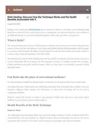 Reiki Healing Discover How the Technique Works and the Health Benefits Associated with It