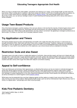 Instructing Teenagers Appropriate Dental Hygiene