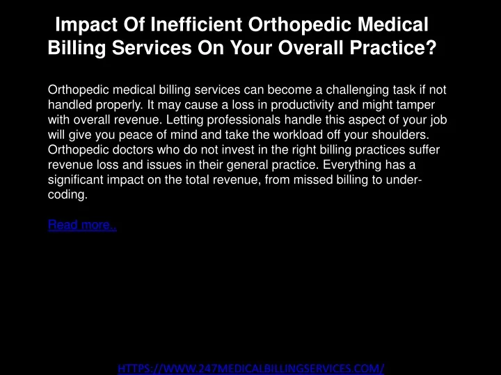 impact of inefficient orthopedic medical billing