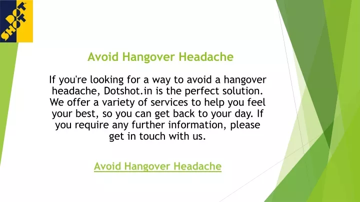 avoid hangover headache