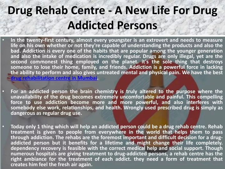 drug rehab centre a new life for drug addicted persons