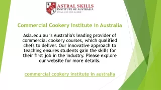 Commercial Cookery Institute in Australia  Asia.edu.au