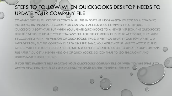 steps to follow when quickbooks desktop needs to update your company file