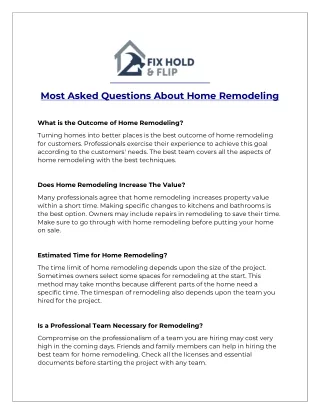 Most Asked Questions About Home Remodeling