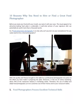 10 Reasons Why You Need to Hire or Find a Great Food Photographer