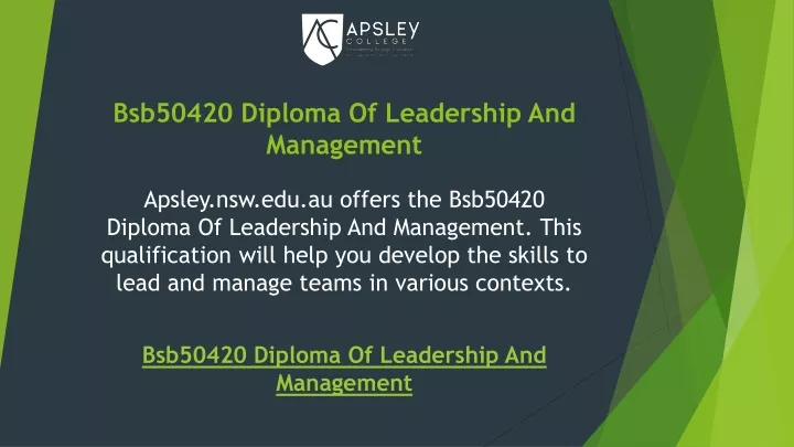 bsb50420 diploma of leadership and management
