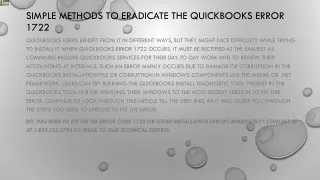 simple methods to eradicate the quickbooks error 1722