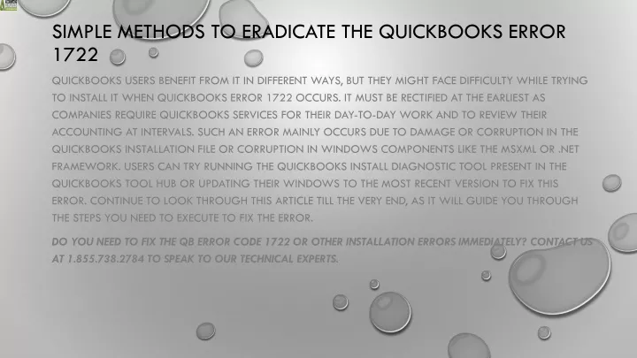 simple methods to eradicate the quickbooks error 1722