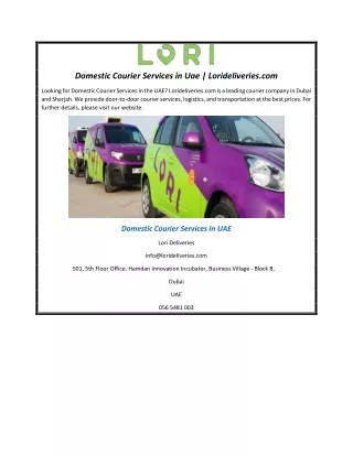 Domestic Courier Services in Uae | Lorideliveries.com