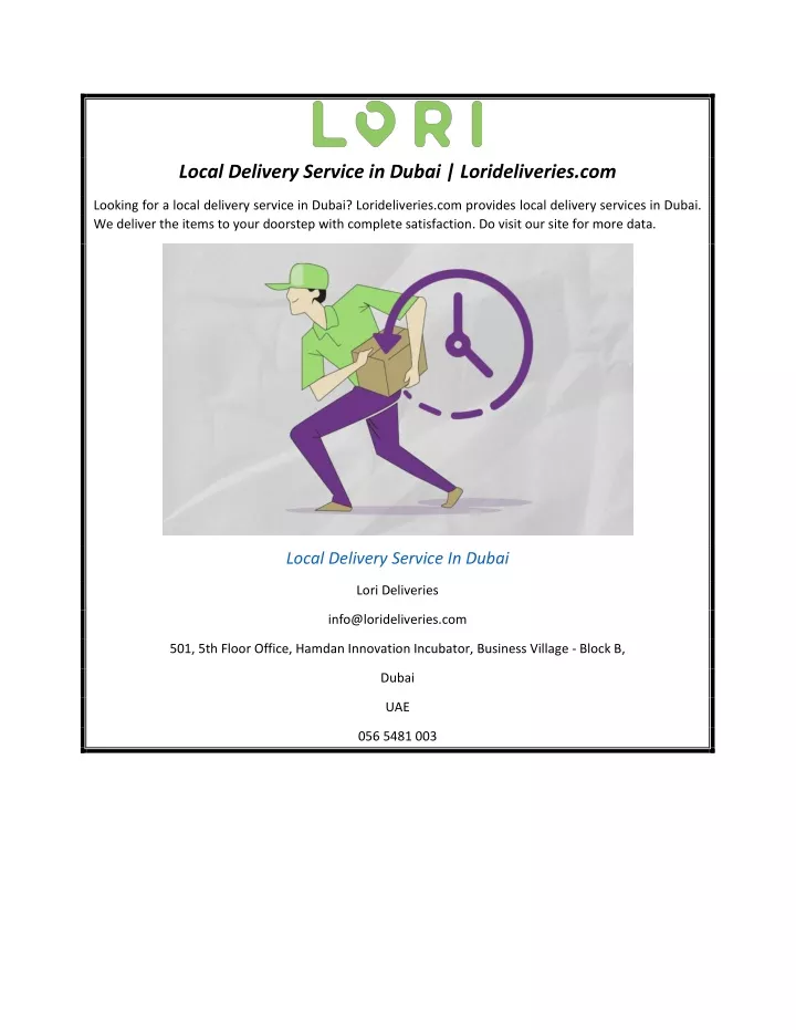 local delivery service in dubai lorideliveries com
