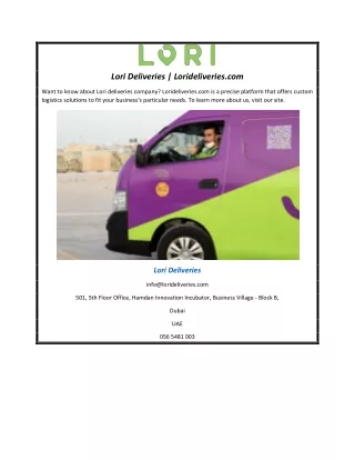 Lori Deliveries | Lorideliveries.com