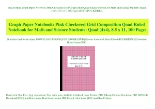 Read Online Graph Paper Notebook Pink Checkered Grid Composition Quad Ruled Notebook for Math and Science Students Quad