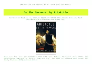 textbook on the heavens by aristotle pdf epub