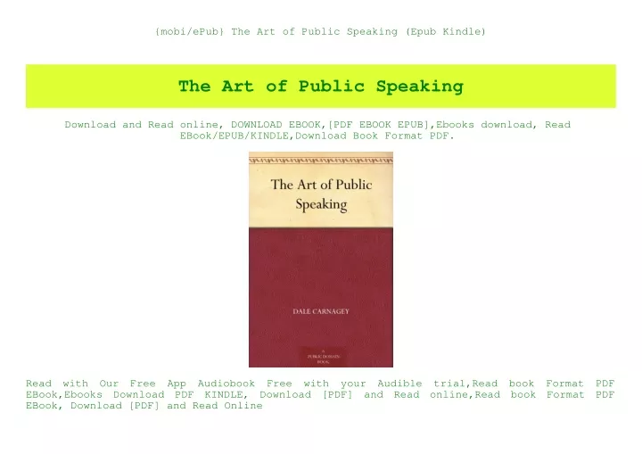mobi epub the art of public speaking epub kindle