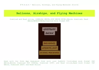#^R.E.A.D.^ Balloons  Airships  and Flying Machines [R.A.R]