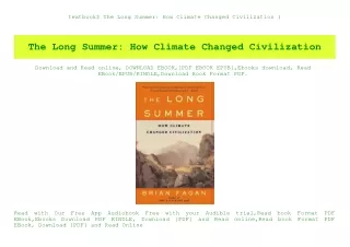 textbook$ The Long Summer How Climate Changed Civilization (E.B.O.O.K. DOWNLOAD^