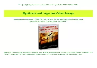 Free [epub]$$ Mysticism and Logic and Other Essays #P.D.F. FREE DOWNLOAD^