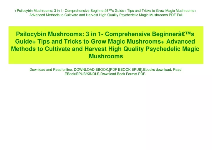 psilocybin mushrooms 3 in 1 comprehensive