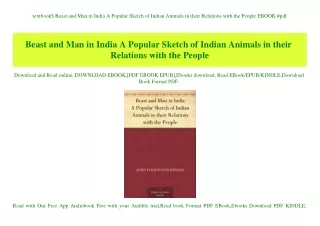 textbook$ Beast and Man in India A Popular Sketch of Indian Animals in their Relations with the People EBOOK #pdf