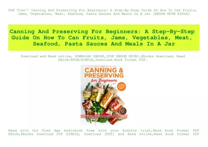 pdf free canning and preserving for beginners